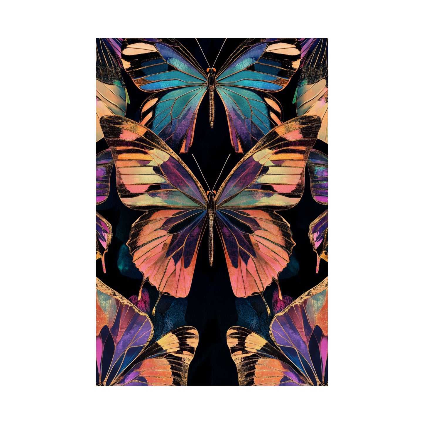 Vibrant Boho Butterflies Fine Art Pint - Matte Poster - Colorful Wall Art for Nature Lovers
