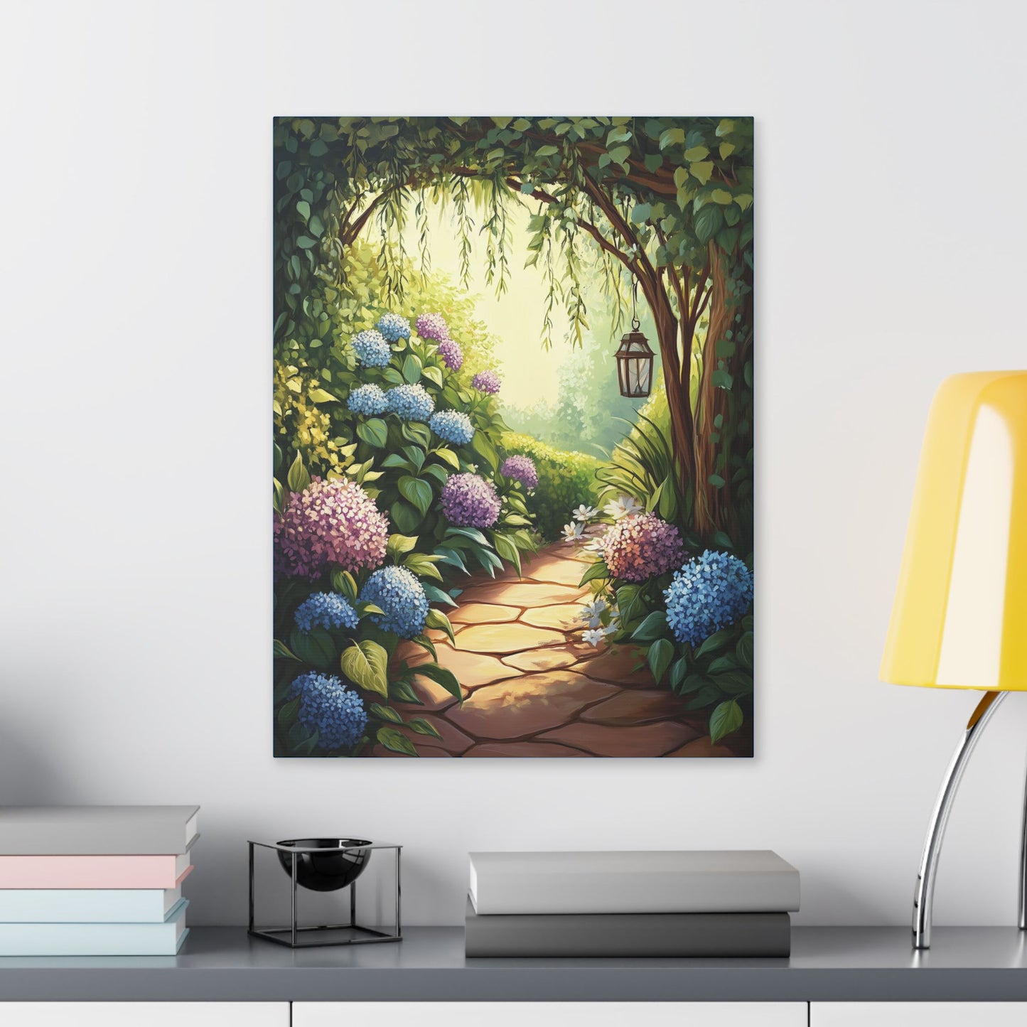 Hydrangea Courtyard - Secret Garden Series - Fine Art Print on Canvas
