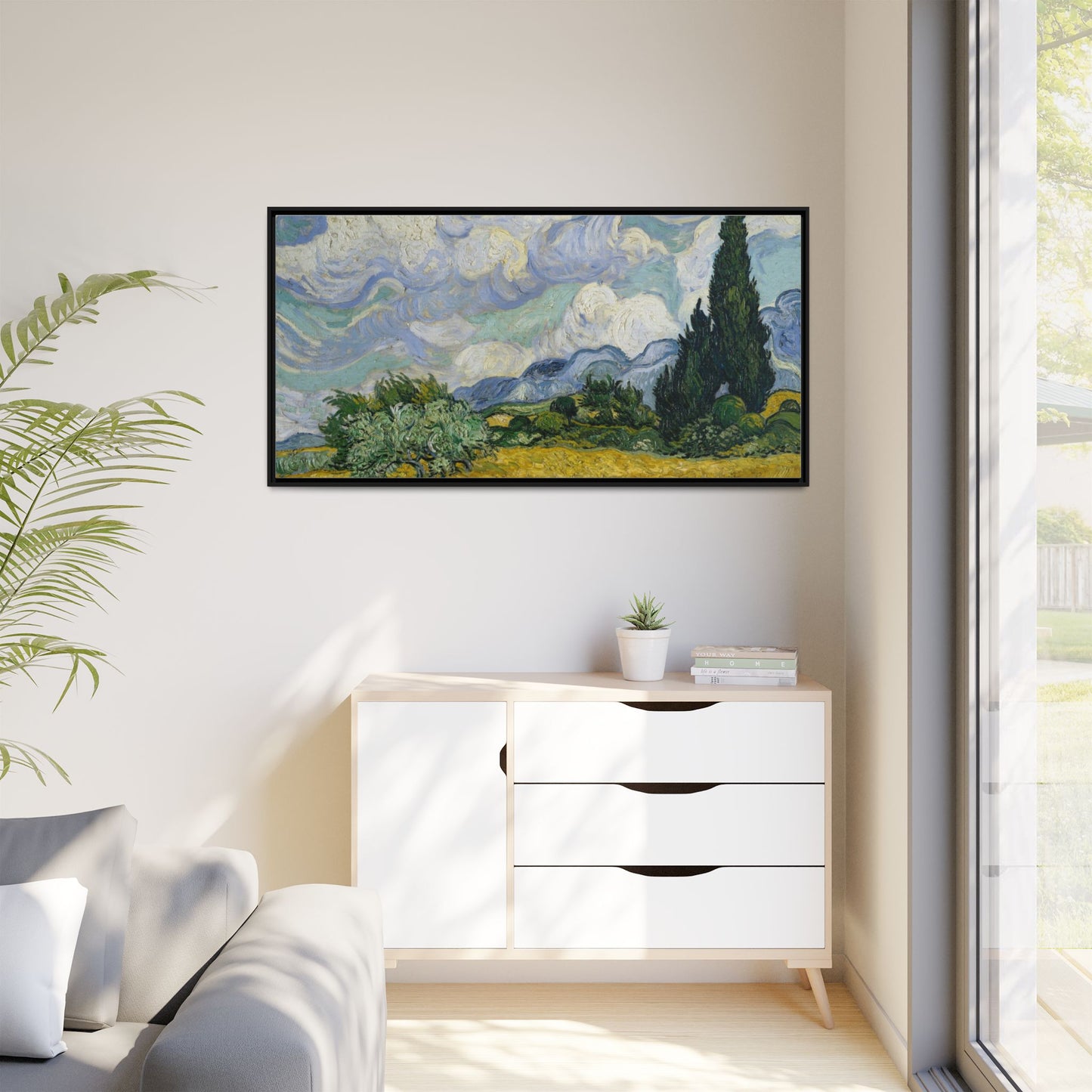 Van Gogh - Wheat Field with Cypresses - Museum Collection - Framed Canvas Print