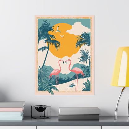 Welcome to Miami - Tropical Flamingo Poster - Boho Wall Art - Bohemian Art Prints - Home Décor