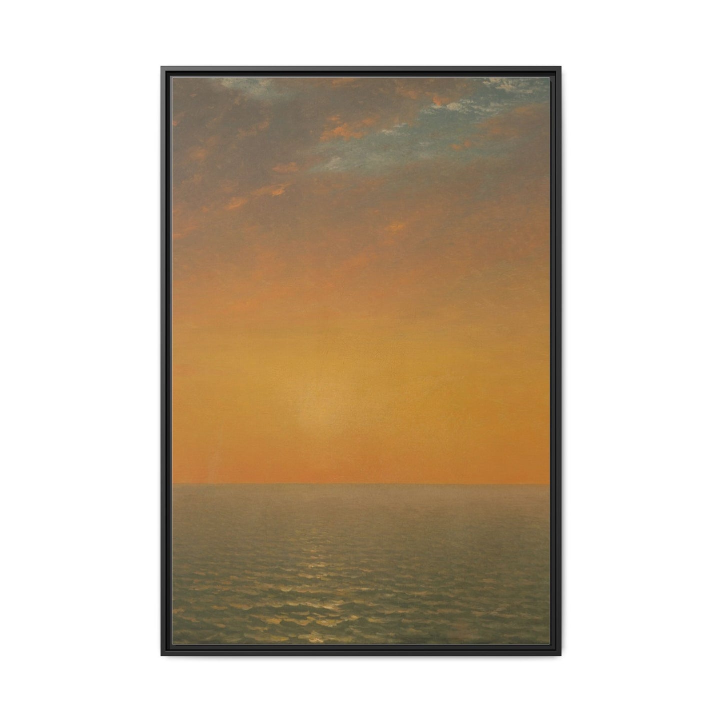 John Frederick Kensett : Sunset on the Sea (1872) - Museum Collection - Framed Canvas Print