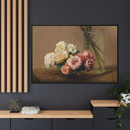 Henri Fantin-Latour : Roses and Lilies (1888) - Giclee Fine Art Print - Museum Collection Framed Canvas Print