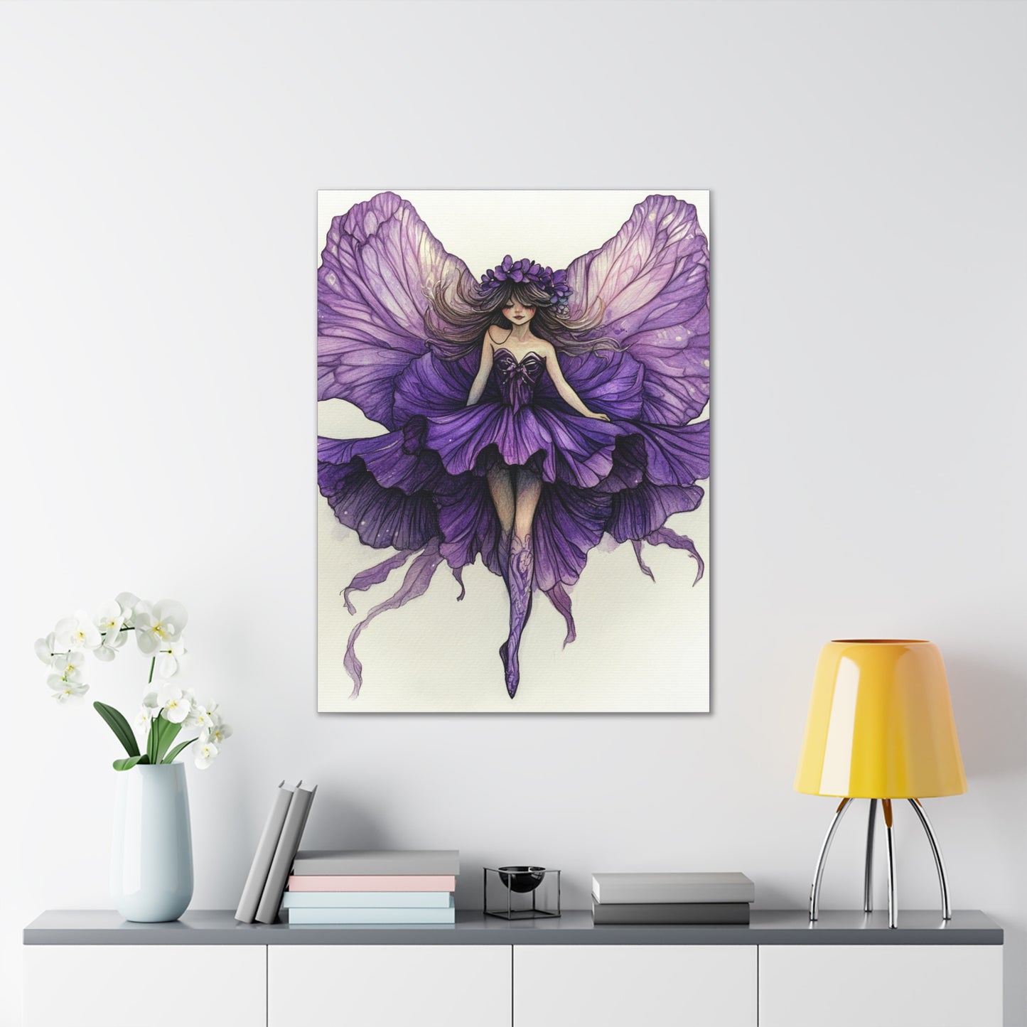 A Violet Affair - Fairies & Flowers Collection - Wall Art - on Canvas