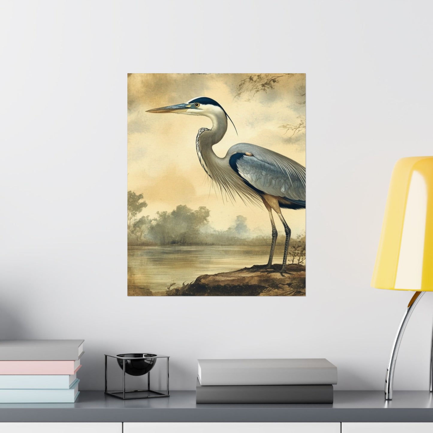 Elegant Blue Heron Coastal Fine Art Print