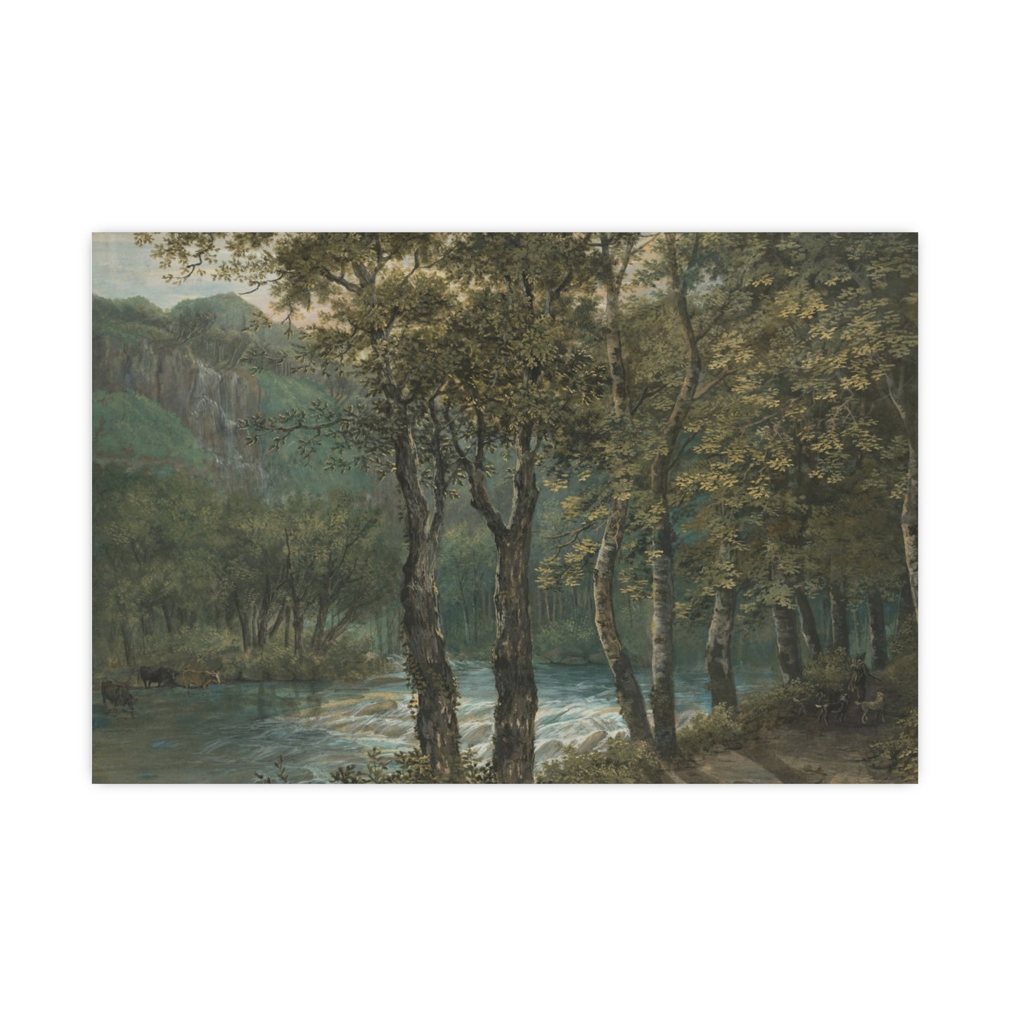 Sunlight Through Trees River Sihl - Forest Landscape Fine Art Poster