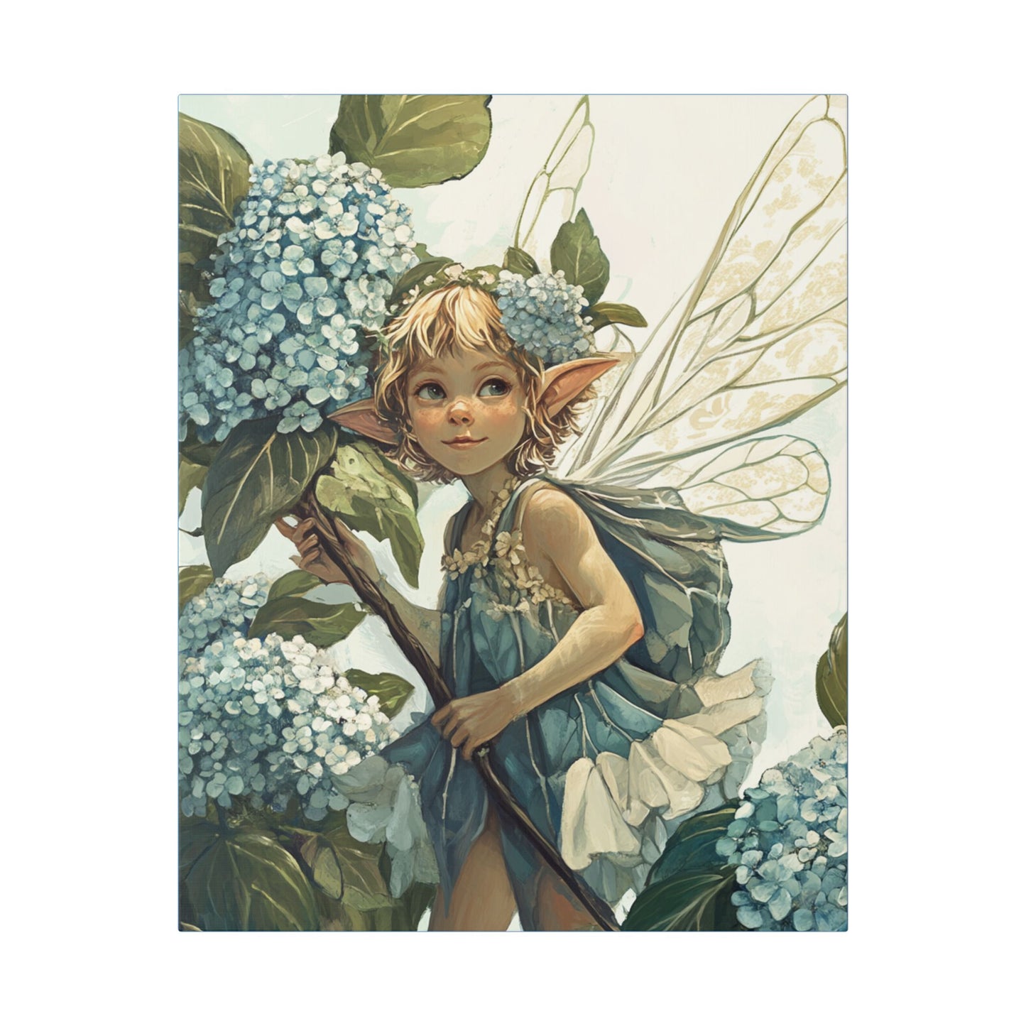 Blue Hydrangea - Flowers & Fairies Collection - Fine Art Print on Canvas