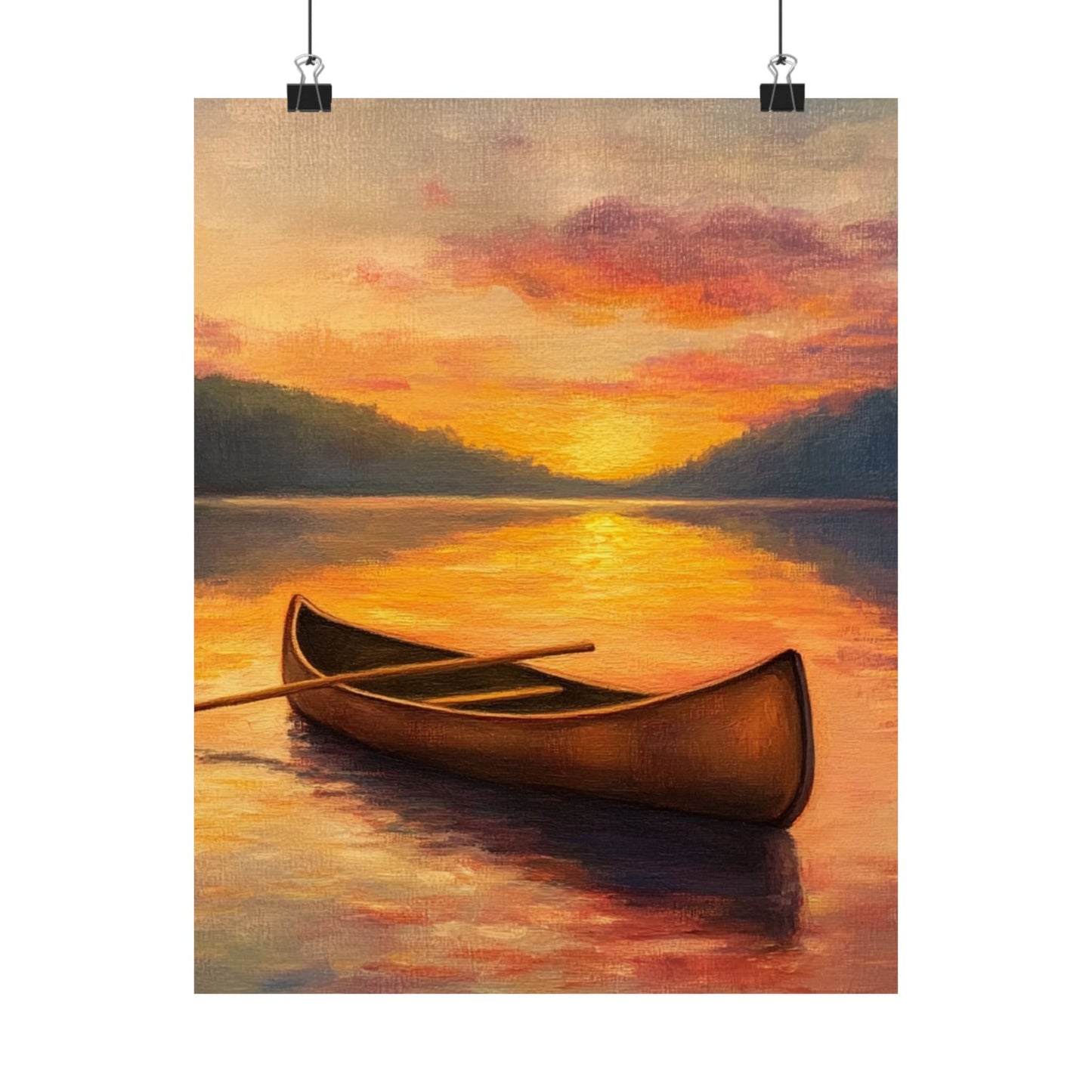 Summer Sunset Canoe on Lake Fine Art Print