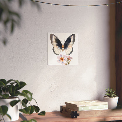 Vintage Butterfly Botanical Print - Matte Vertical Poster - Elegant Wall Art for Nature Lovers