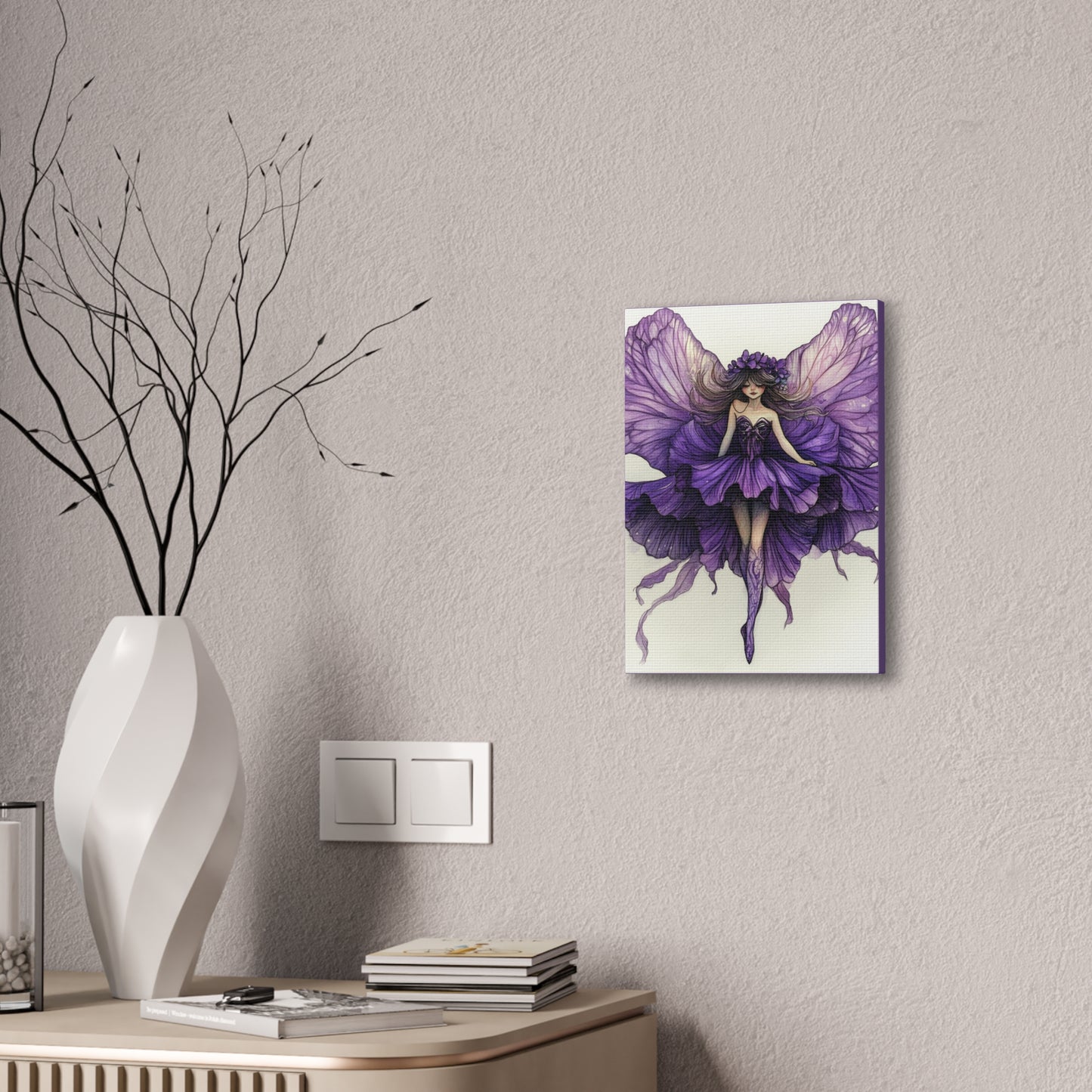 A Violet Affair - Fairies & Flowers Collection - Wall Art - on Canvas