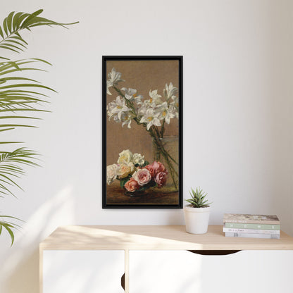 Henri Fantin-Latour : Roses and Lilies (1888) - Giclee Fine Art Print - Museum Collection Framed Canvas Print
