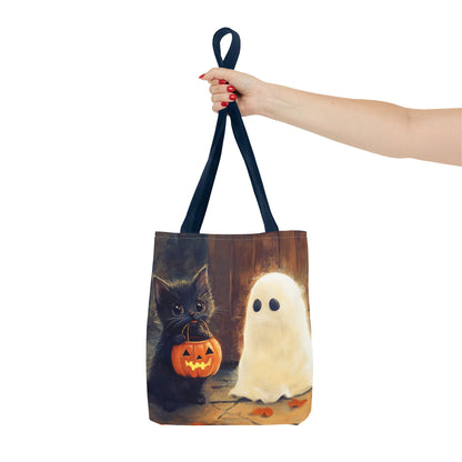 Trick or Treat Halloween Tote Bag - Kitten & Friendly Ghost
