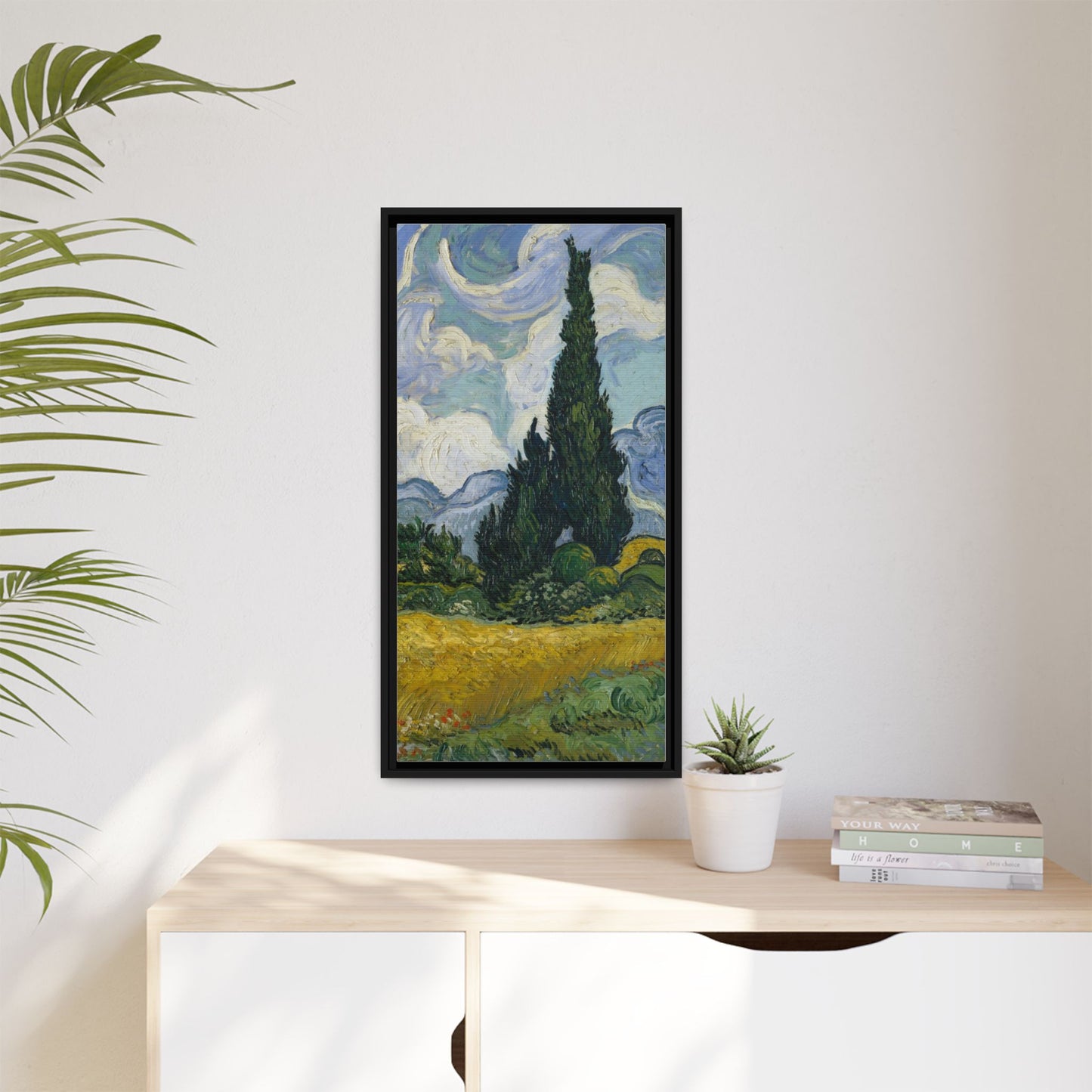 Van Gogh - Wheat Field with Cypresses - Museum Collection - Framed Canvas Print