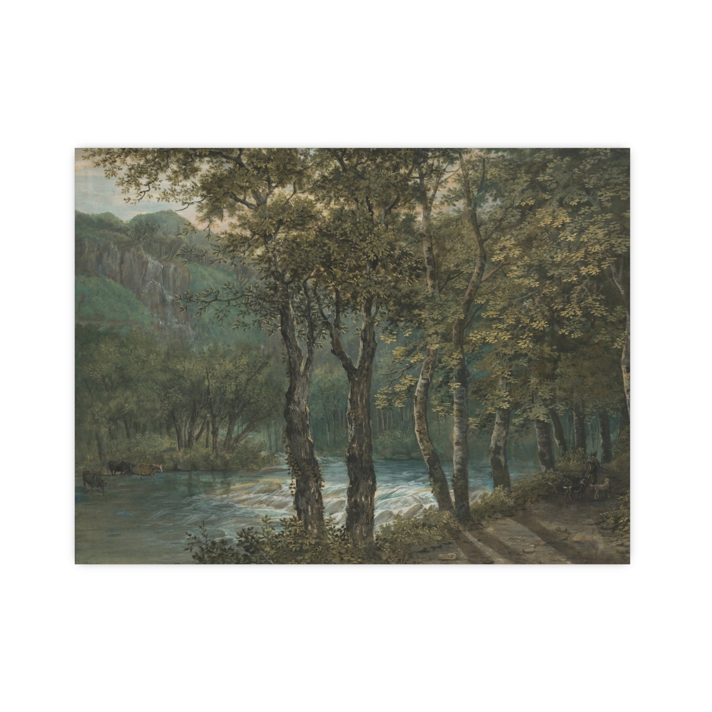 Sunlight Through Trees River Sihl - Forest Landscape Fine Art Poster