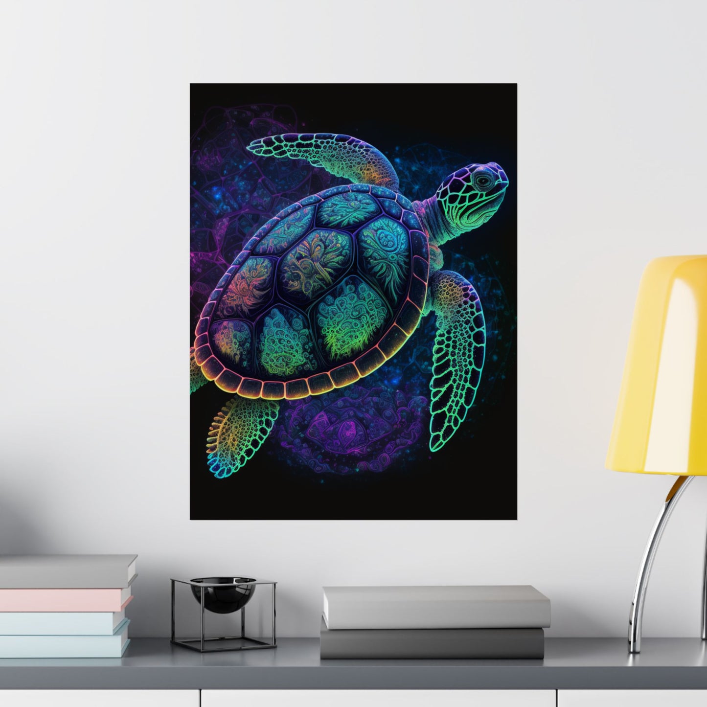 Trippy Turtle - Nautical Fine Art Print - Matte Vertical Poster - Ocean Art for Beach Lovers
