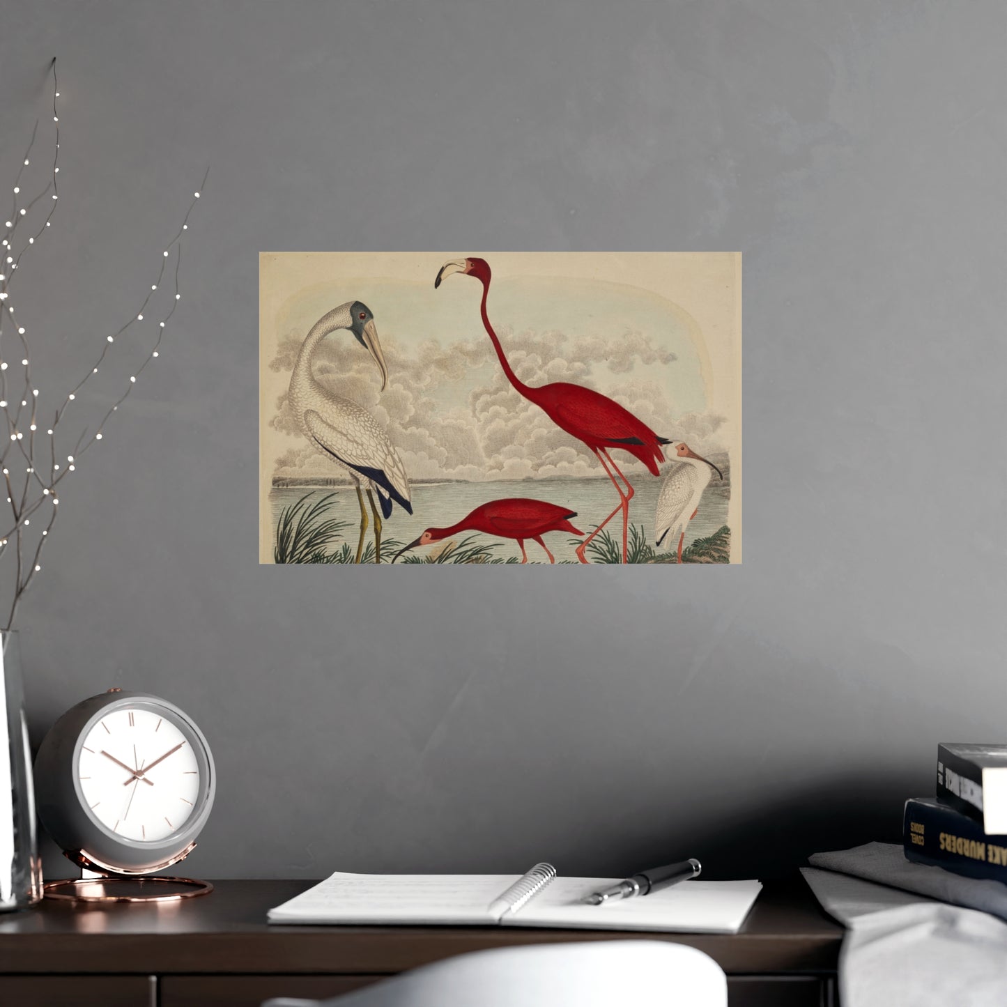 Scarlet Ibis and Flamingo - Vintage Bird Fine Art Poster