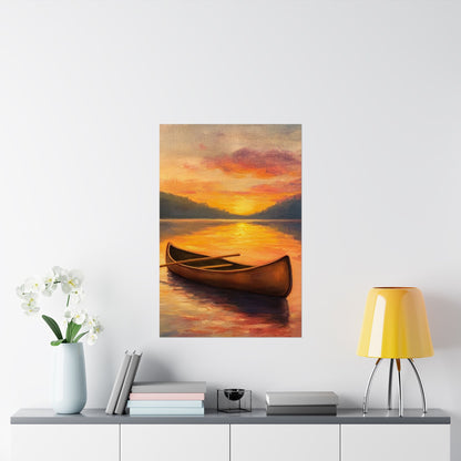 Summer Sunset Canoe on Lake Fine Art Print