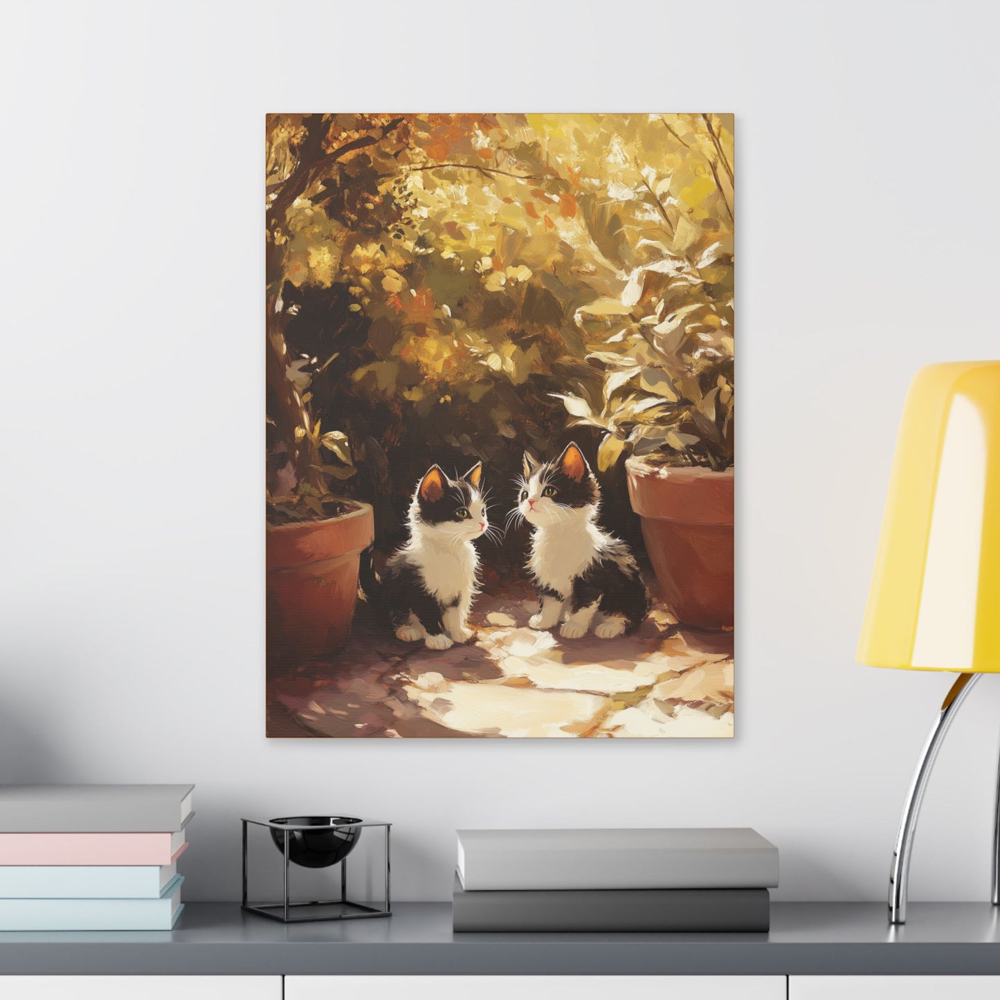 Kittens Conspire  - Garden Friends Series - Fine Art Print on Canvas