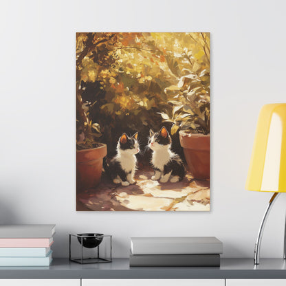 Kittens Conspire  - Garden Friends Series - Fine Art Print on Canvas