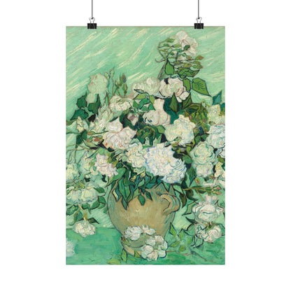 White Roses Painting - Fine Art Prints - Vintage Painting Prints - Elegant Floral - Matte Vertical Poster - White Roses Art Print
