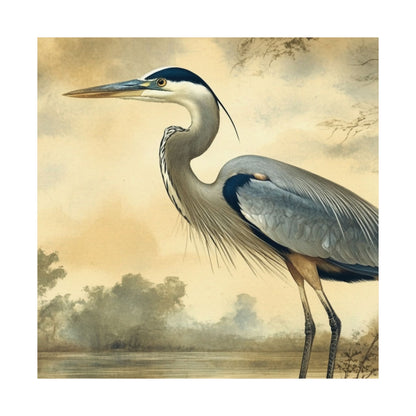 Elegant Blue Heron Coastal Fine Art Print