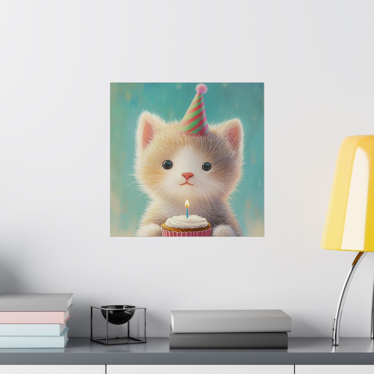 Cute Kitten Birthday Poster - Cat Café - Whimsical Animals - Adorable Kitten Wall Art