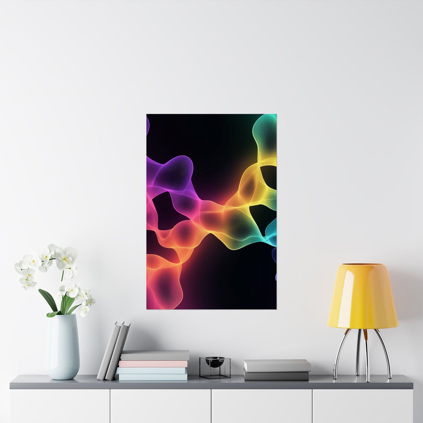 Vibrant Spectrum Abstract Poster - Colorful Wavelengths Energetic Art Print - Black Light Art - Spectrum of Light Wall Art