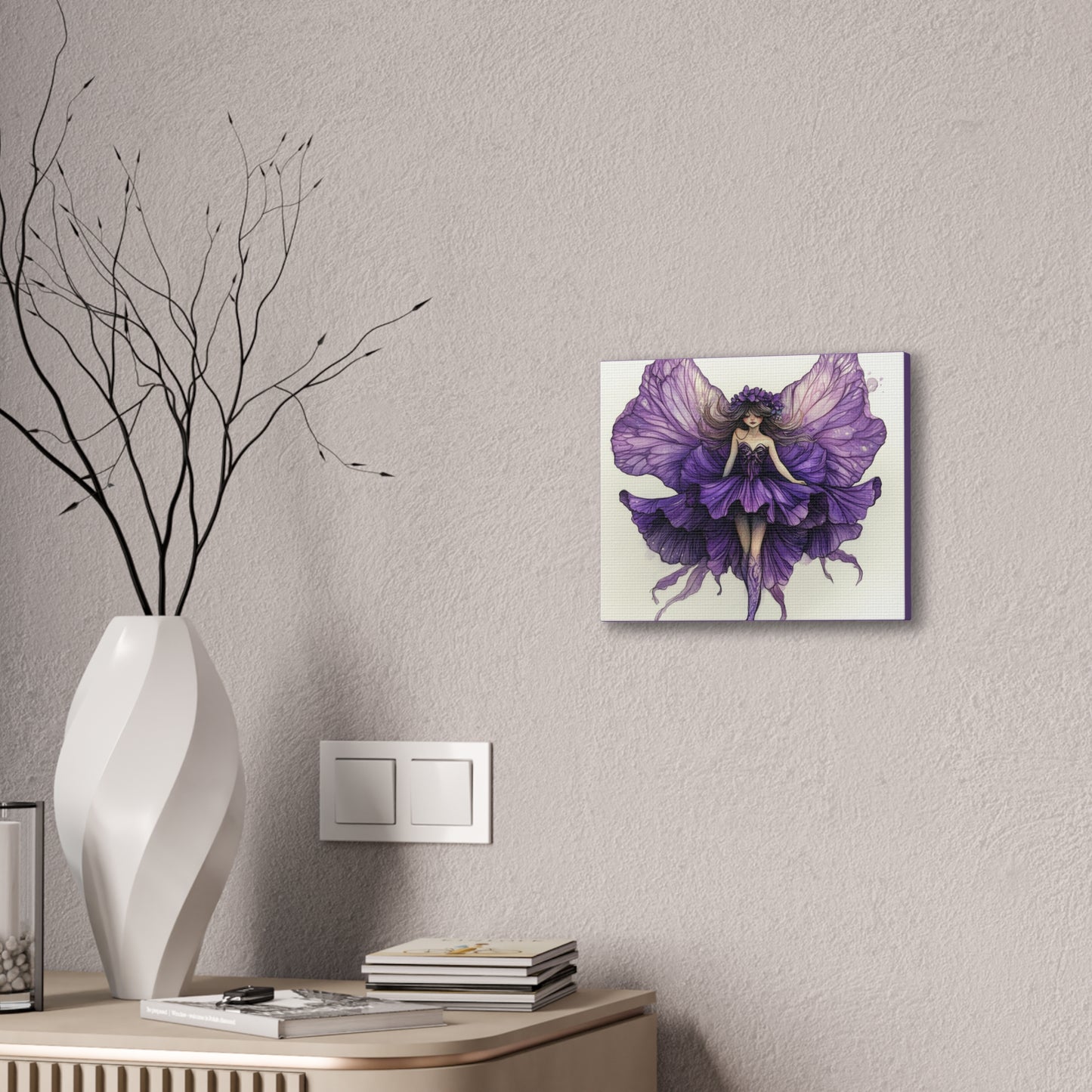 A Violet Affair - Fairies & Flowers Collection - Wall Art - on Canvas