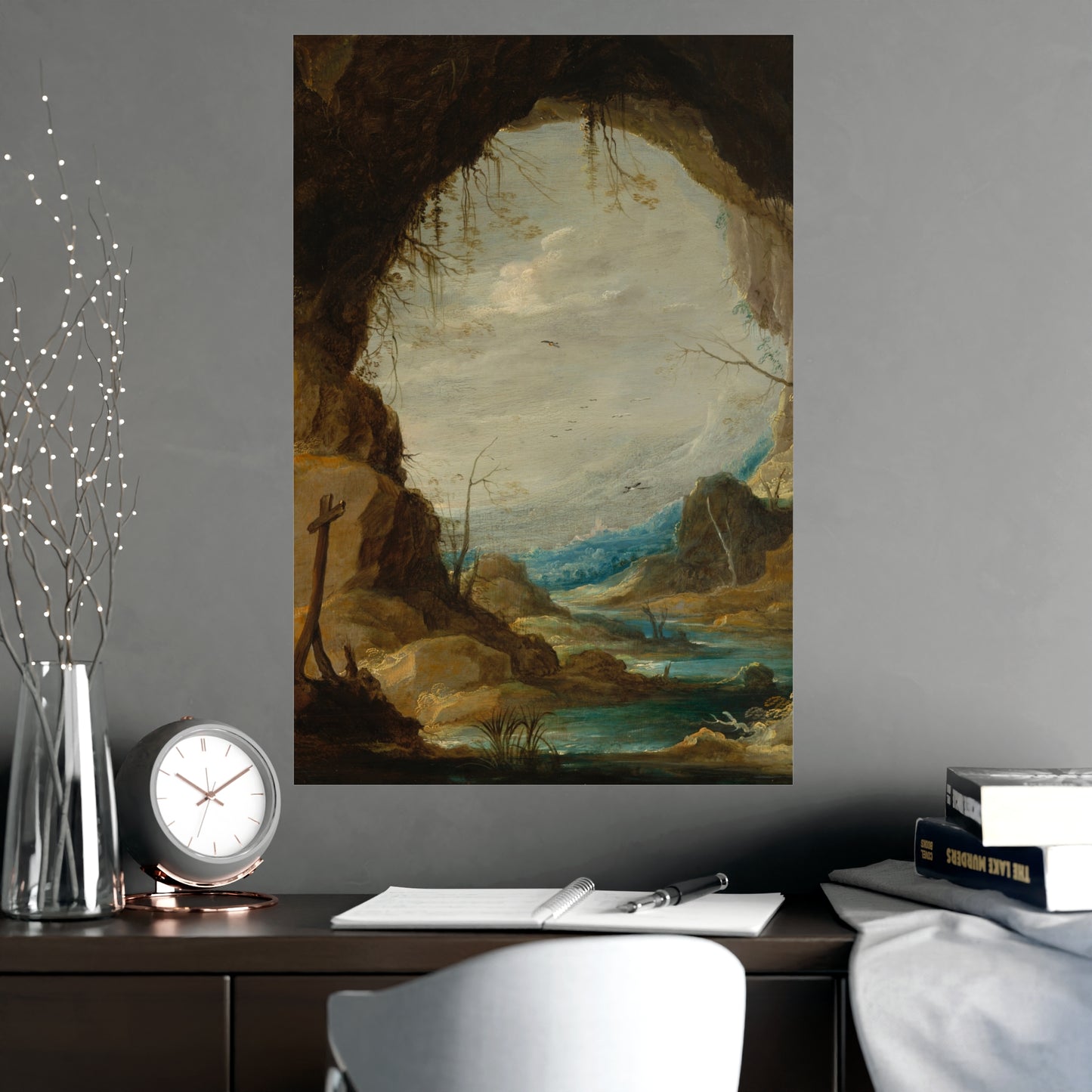 Vista from a Grotto - Romantic Cave Landscape Fine Art Poster