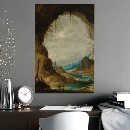Vista from a Grotto - Romantic Cave Landscape Fine Art Poster
