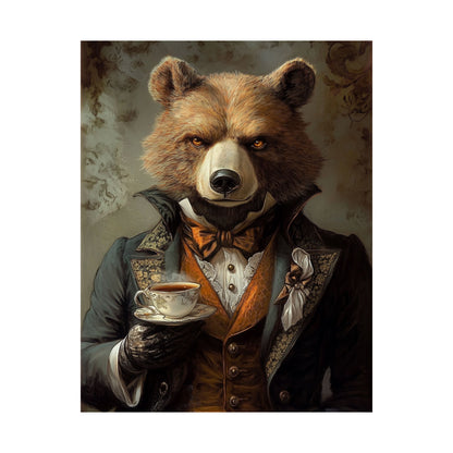 Well, Excuse Me - The Gentleman - Bear Portrait - Whimsical Animals - Poster - Unique Wall Art