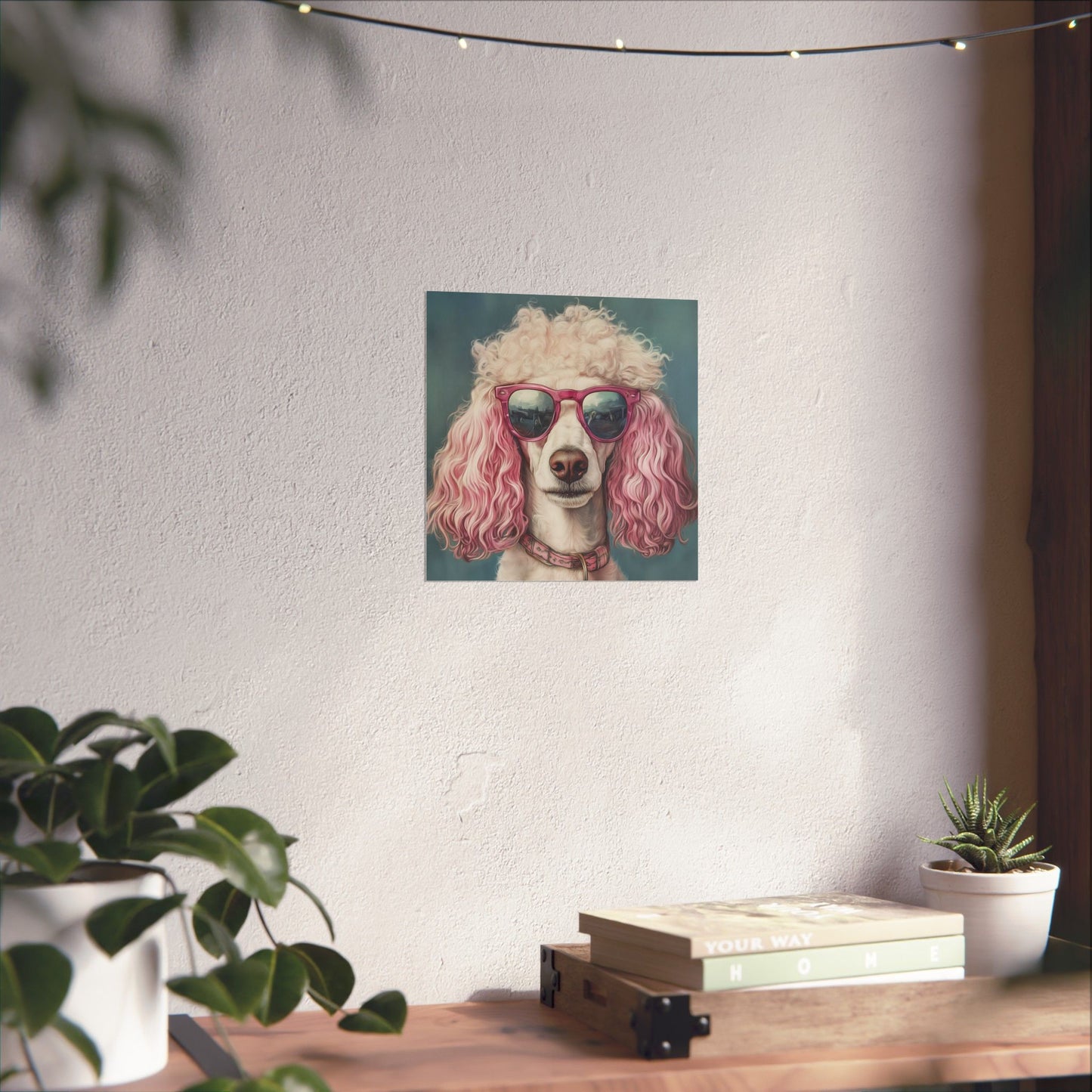Poodle with Pink Sunglasses - Fine Art Print Poster - Whimsical Animals Series - Wall Art for Dog Lovers