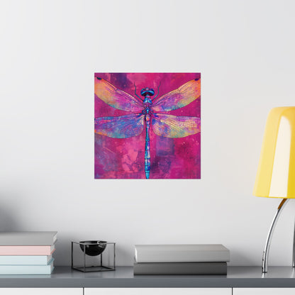 Magenta Dragonfly Watercolor Art Print - Matte Vertical Posters