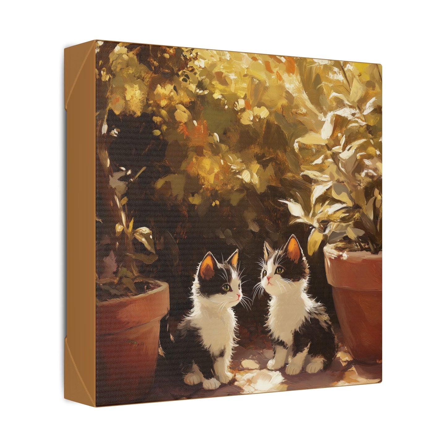 Kittens Conspire  - Garden Friends Series - Fine Art Print on Canvas
