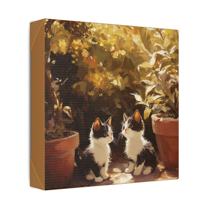 Kittens Conspire  - Garden Friends Series - Fine Art Print on Canvas
