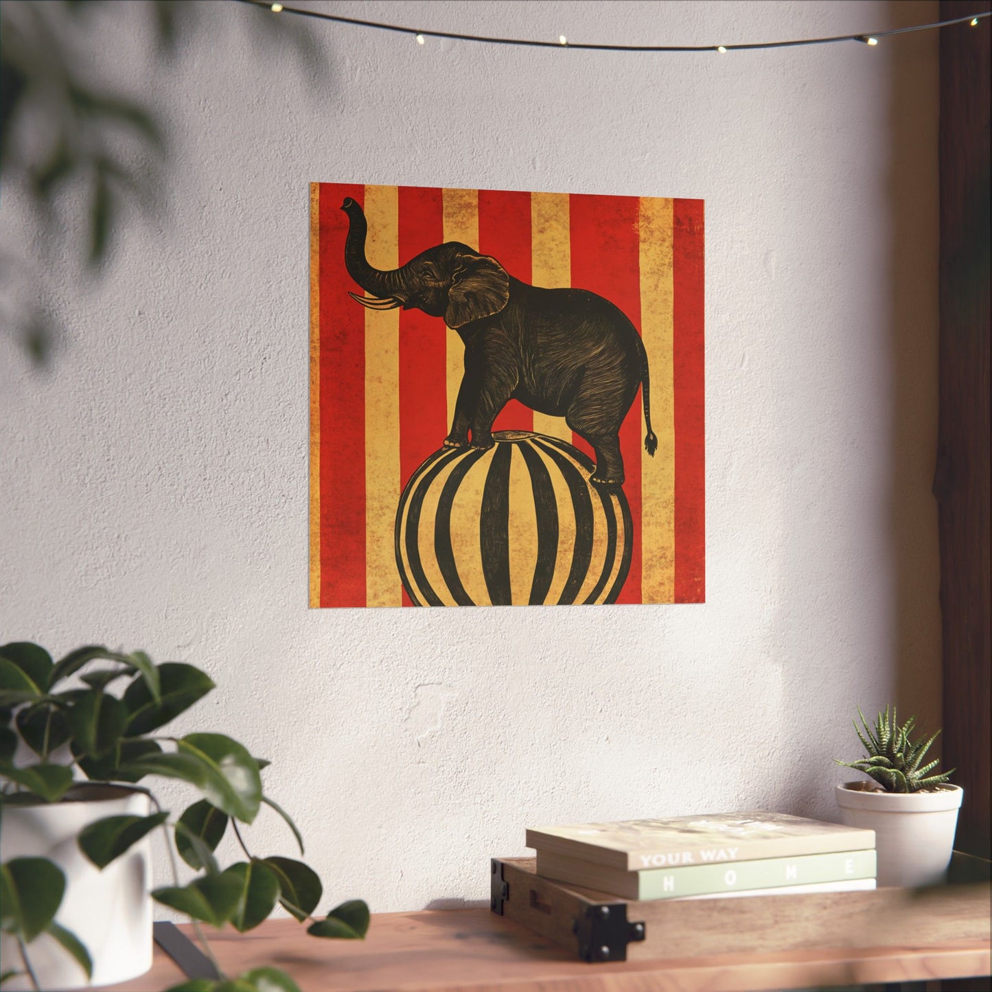 Vintage Circus Elephant Poster - Matte Fine Art Print - Wall Art for Bedroom or Nursery