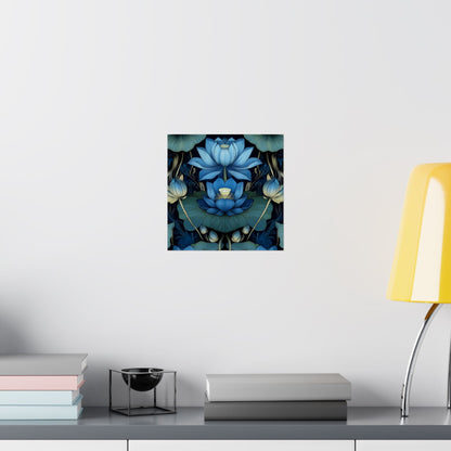 Mystical Blue Lotus Fine Art Print - Matte Vertical Poster - Zen Floral Art for Home Décor