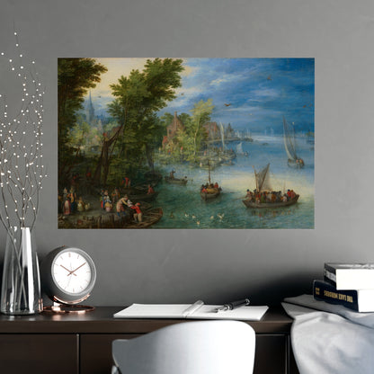 River Landscape Scene - Dutch Golden Age - Vintage Fine Art Print