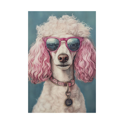 Poodle with Pink Sunglasses - Fine Art Print Poster - Whimsical Animals Series - Wall Art for Dog Lovers