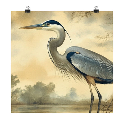 Elegant Blue Heron Coastal Fine Art Print