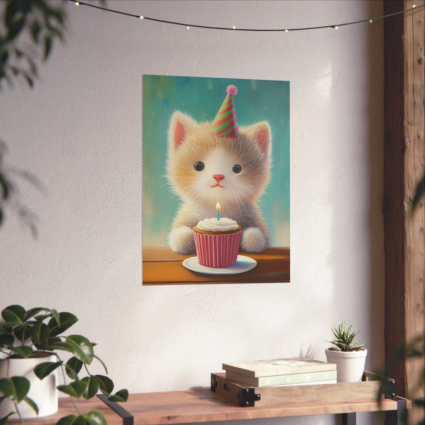 Cute Kitten Birthday Poster - Cat Café - Whimsical Animals - Adorable Kitten Wall Art