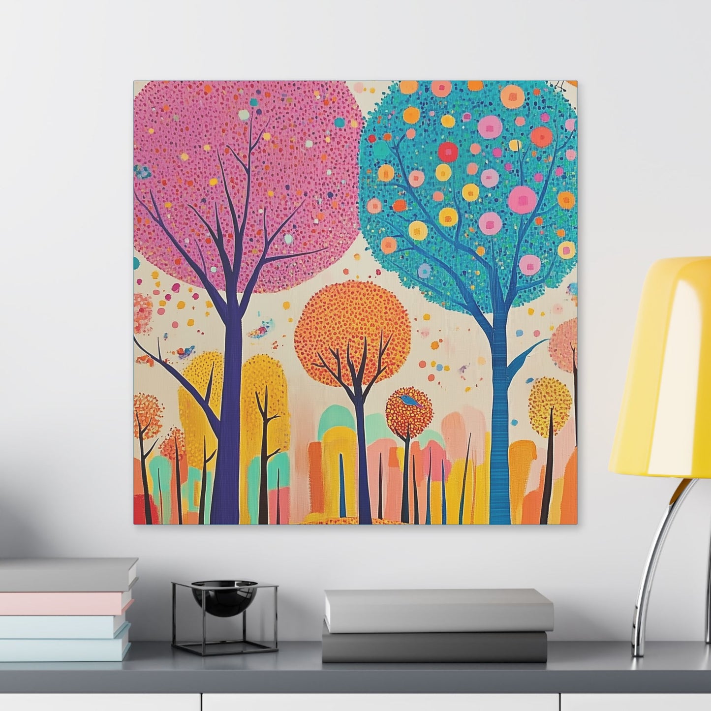Happy Polka Dot Trees - Delight in Nature Series - Fine Art Print on Canvas