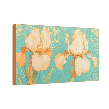 Iris Flowers on Turquois - Stretched Canvas