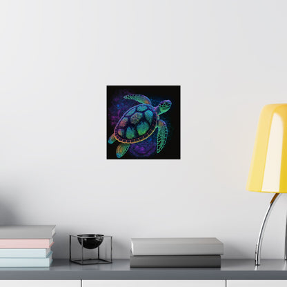 Trippy Turtle - Nautical Fine Art Print - Matte Vertical Poster - Ocean Art for Beach Lovers