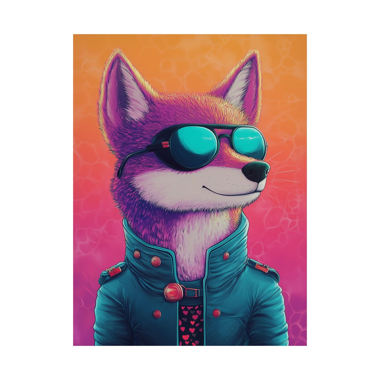 Fetching Fox - Whimsical Animals Art Poster Series - Trendy Wall Art - Vibrant Art Prints - Funny Animal Portrait Style Posters