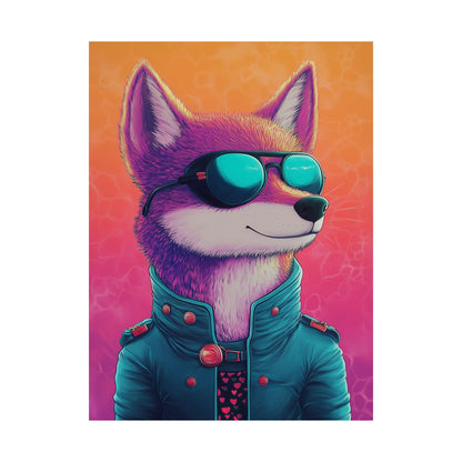 Fetching Fox - Whimsical Animals Art Poster Series - Trendy Wall Art - Vibrant Art Prints - Funny Animal Portrait Style Posters