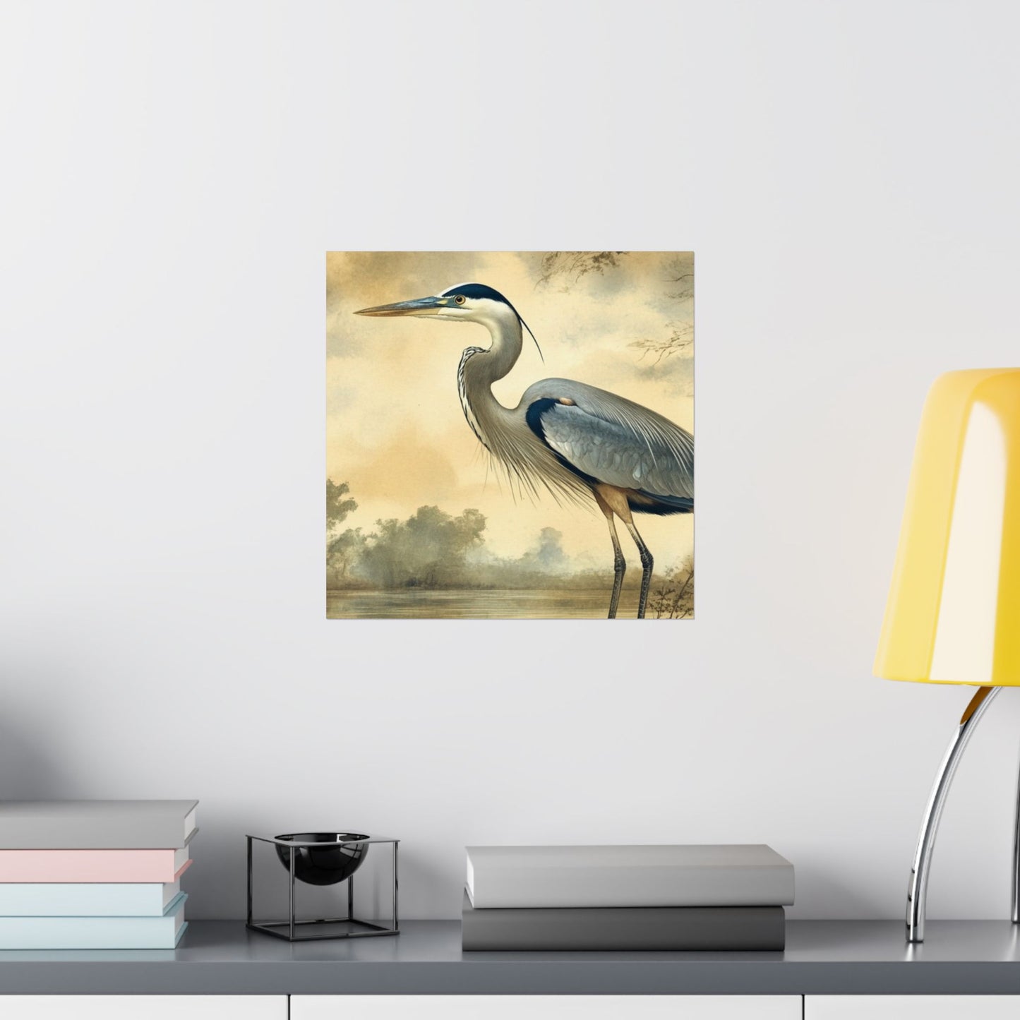 Elegant Blue Heron Coastal Fine Art Print