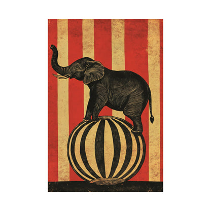 Vintage Circus Elephant Poster - Matte Fine Art Print - Wall Art for Bedroom or Nursery