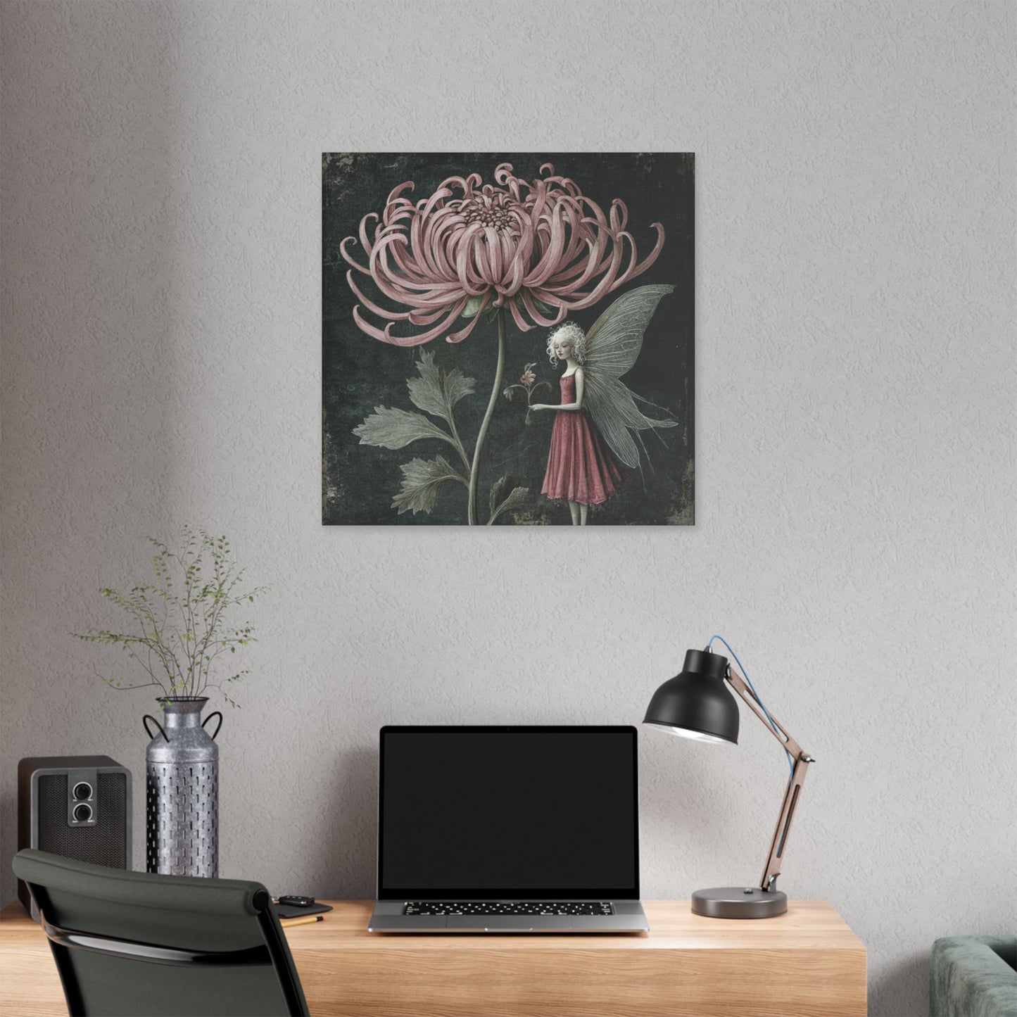 Only Chrysanthemum Will Do - Fairies & Flowers Wall Art Collection on Canvas