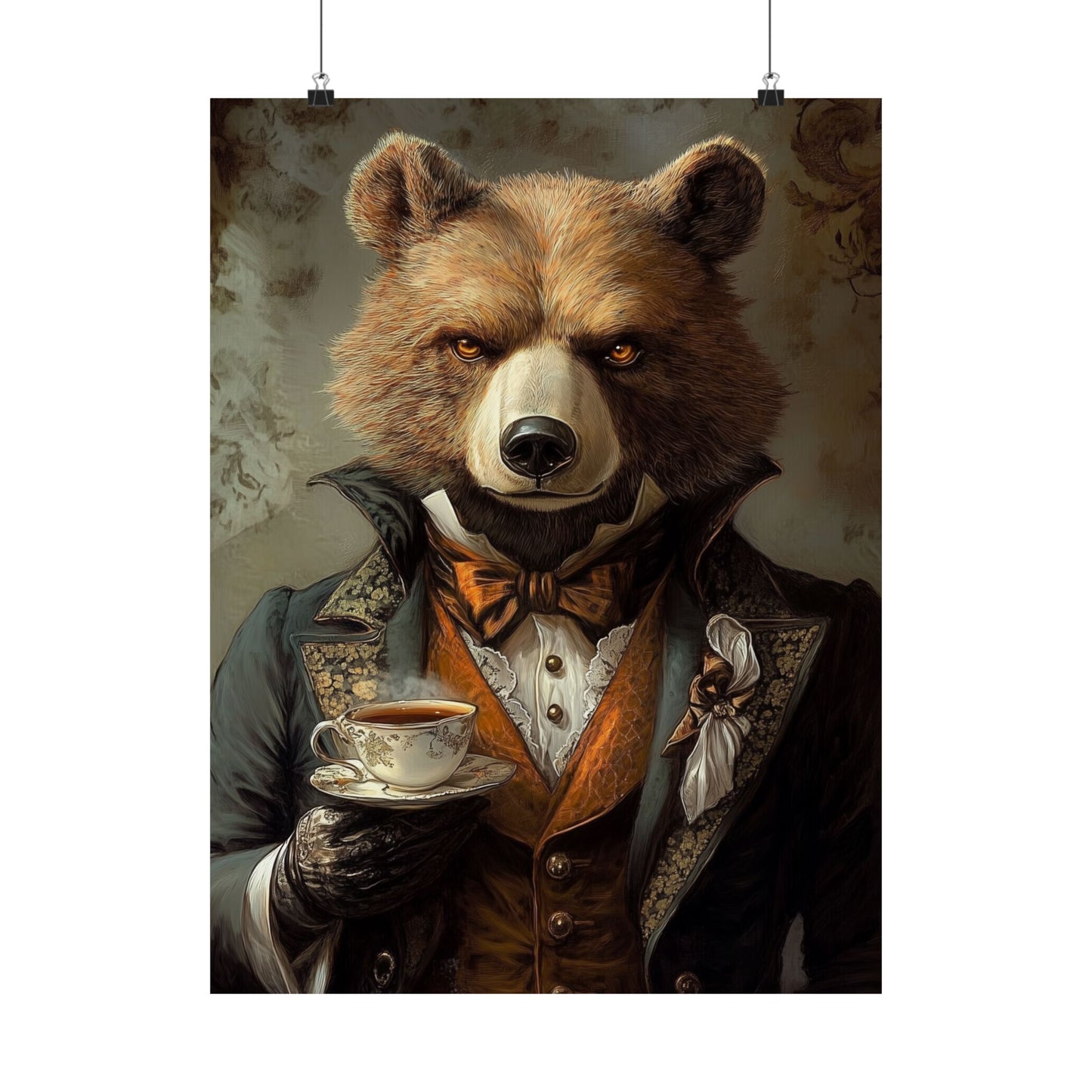 Well, Excuse Me - The Gentleman - Bear Portrait - Whimsical Animals - Poster - Unique Wall Art