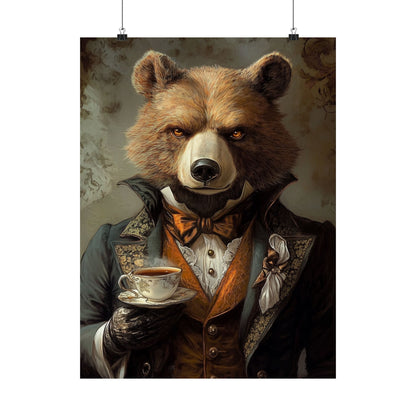 Well, Excuse Me - The Gentleman - Bear Portrait - Whimsical Animals - Poster - Unique Wall Art
